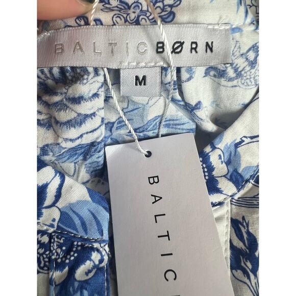 NWT Baltic Born Mikki Mini Dress, Medium, Floral, Blue White, Lightweight Button - Picture 3 of 10